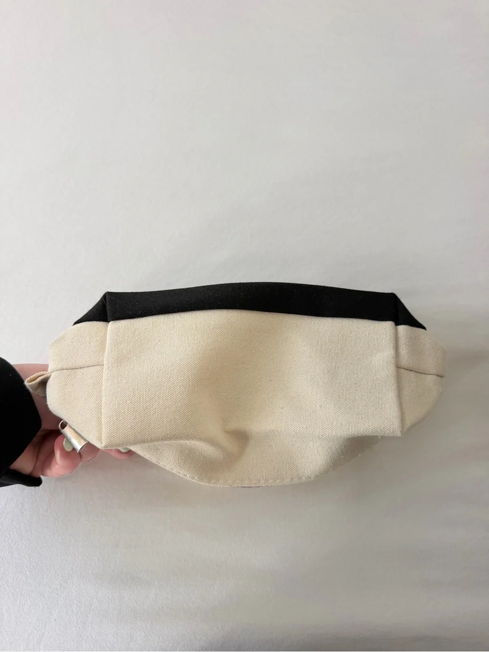Personalized Canvas Pouch - Cream and Black with Initial K